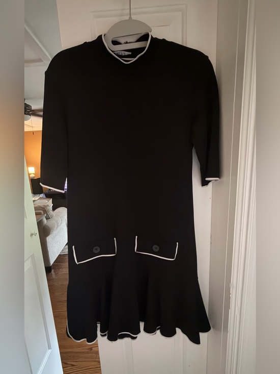 Zara Dresses & Skirts - Zara Black Dress with White Trim, ruffle style bottom, size S, nwot